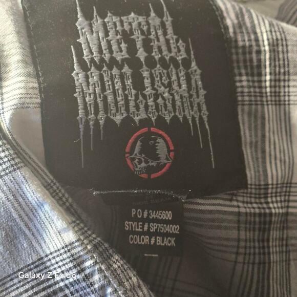 Metal Mulisha grey and white button up shirt size small - Picture 5 of 7